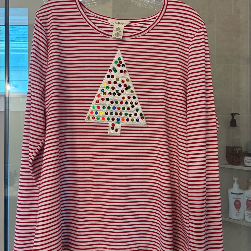 Red Striped Christmas Tree Top